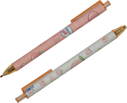 Maydahui 12 PCS Pink Peach Gel Pen Cartoon Fruit Pens Retractable