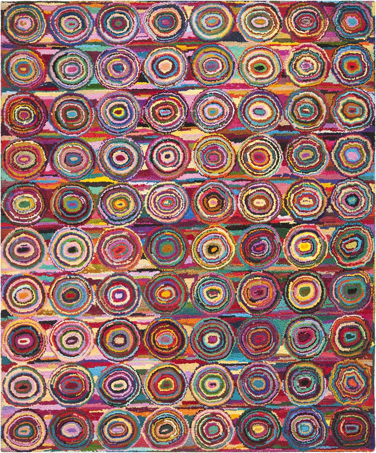 SAFAVIEH Nantucket Collection Area Rug - 10' x 14', Pink & Multi, Handmade Modern Abstract Boho Cotton, Ideal for High Traffic Areas in Living Room, Bedroom (NAN143A)