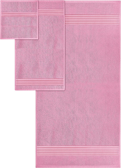 Utopia Towels 8 Piece Premium Towel Set, 2 Bath, 2 Hand, and 4 Washcloths, 100% Ring Spun Cotton, Highly Absorbent Towels for Bathroom, Sports, and Hotel, Pink