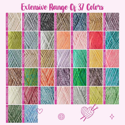 Cotton to The Core Cotton Yarn for Crocheting, 6-Pack (852 Yds / 300G), Free Patterns, Beginners Friendly - Soft Baby Yarn for Knitting - 3 DK Light Worsted Weight - Baby Pink