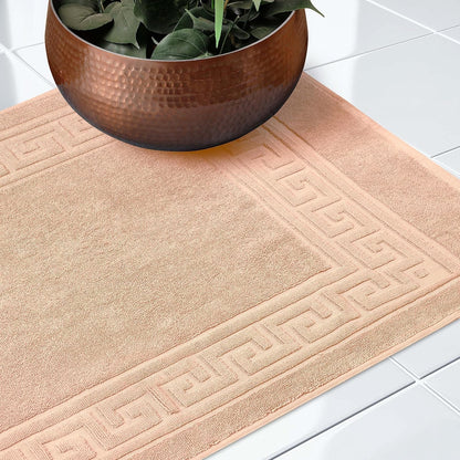 Superior Heavyweight Cotton Bath Mats, Bath Rugs For Bathroom Accessories, Washable Rug For Shower, Bath, Toilet, Modern Decor, No Backing, Luxury Hotel And Spa Quality, Set of 2, 22" x 35", Peach