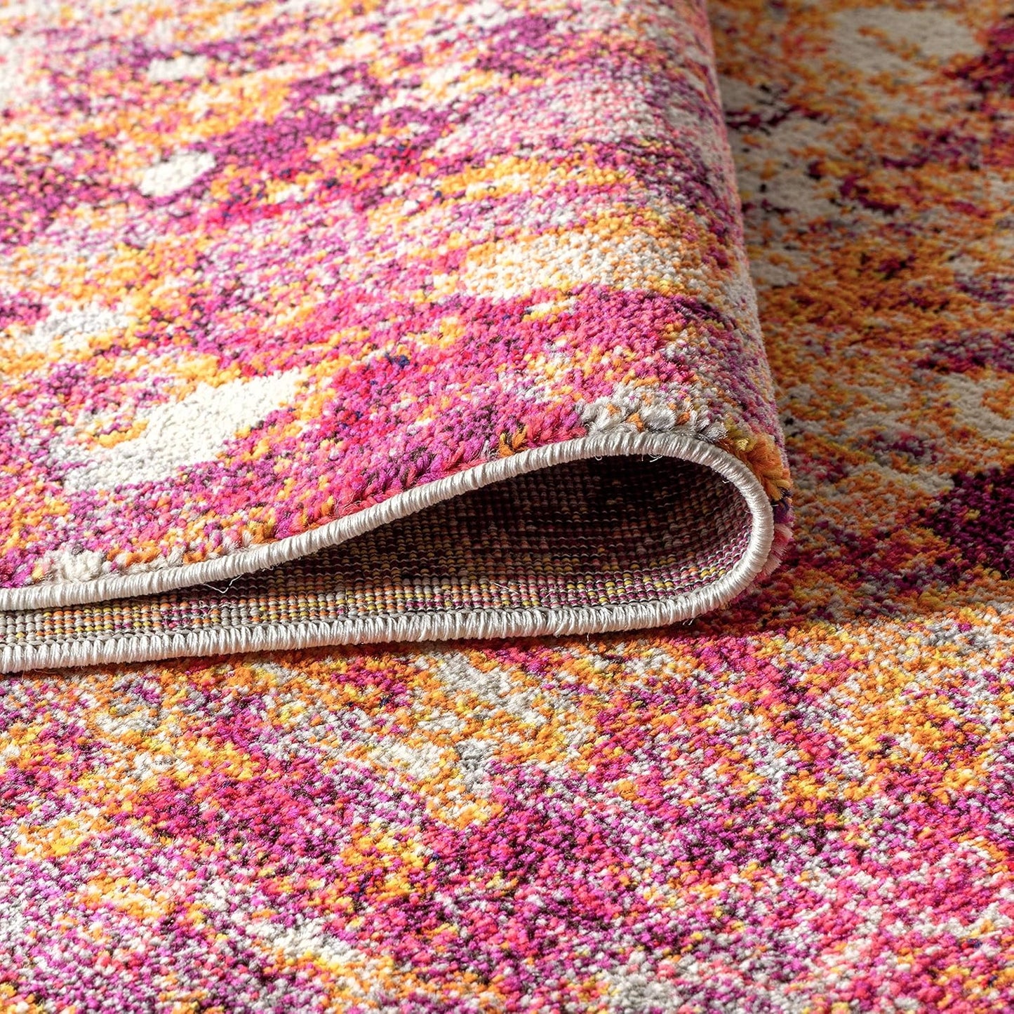 JONATHAN Y Modern Abstract Pink/Orange Indoor Area Rug, 4x6, Contemporary POP, Transitional, Easy-Cleaning for Living Room, Bedroom, Kitchen, Pet Friendly, Non-Shedding (CTP108C-4)