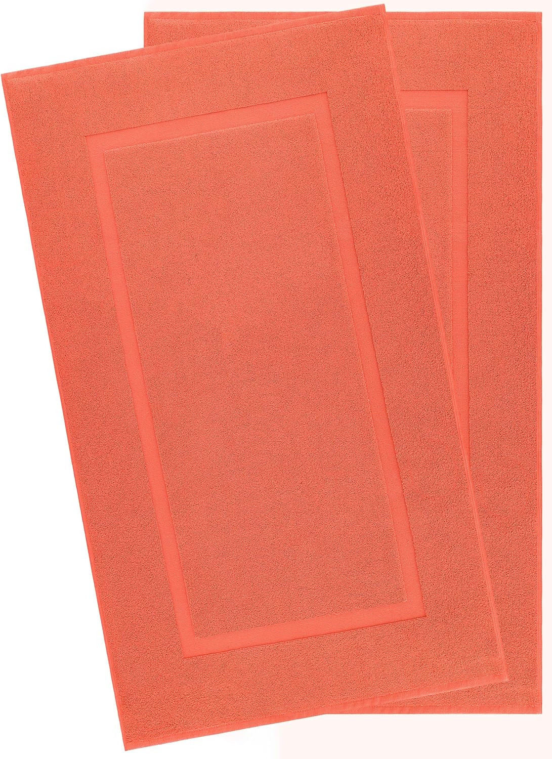 100% Cotton Bath Mats for Bathroom Floor Set of 2 Pack, 20x34 Soft Absorbent Washable Quick Dry Tub Bathmat, Coral