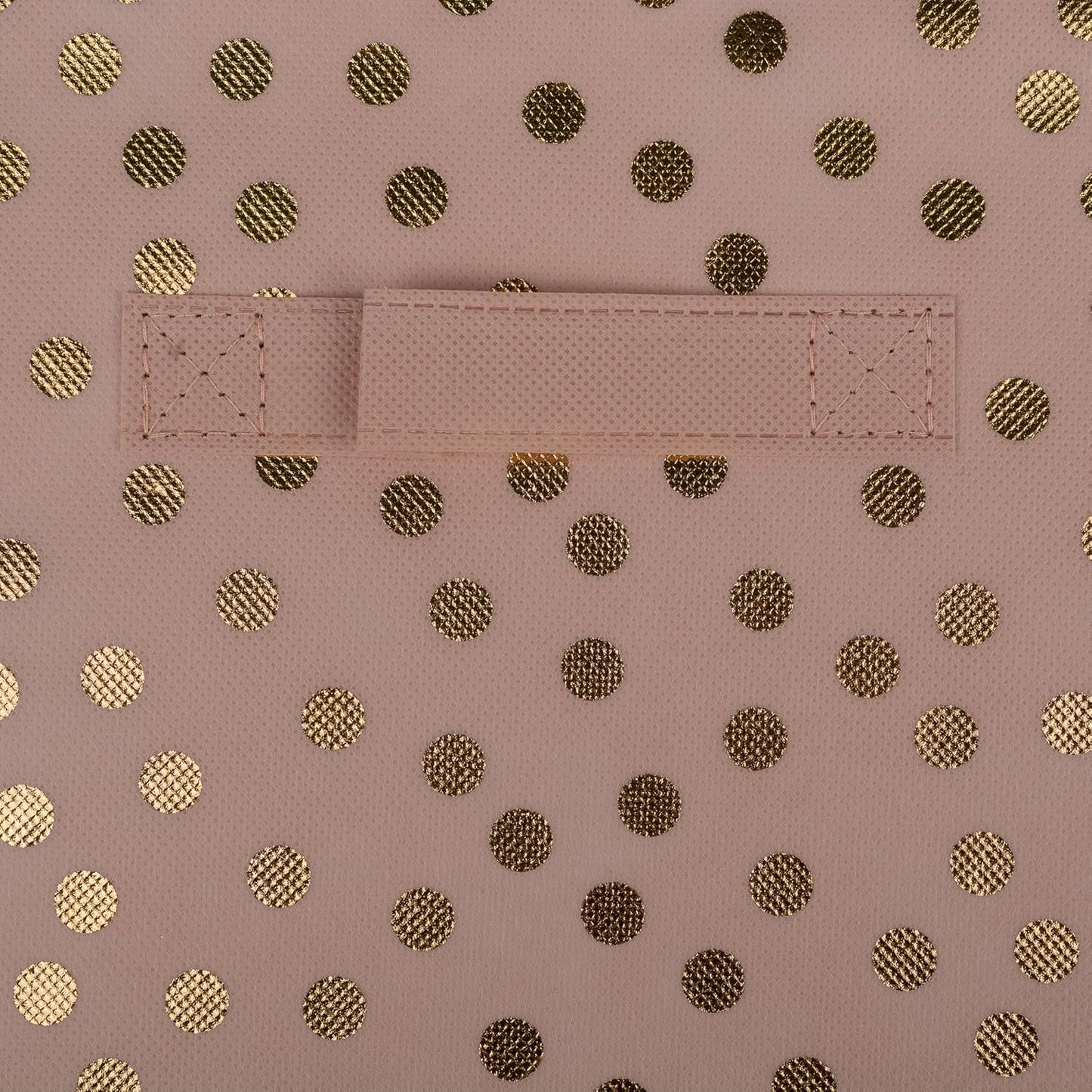 DII Non Woven Polyester Storage Bin, Polka Dot, Pink & Gold, Small Set of 2