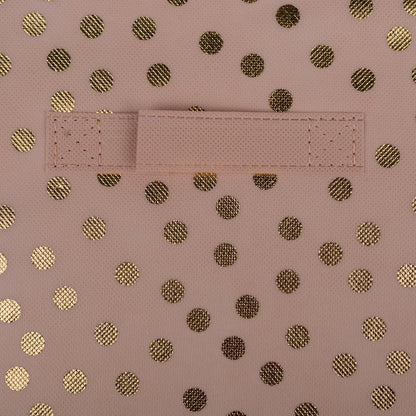 DII Non Woven Polyester Storage Bin, Polka Dot, Pink & Gold, Small Set of 2