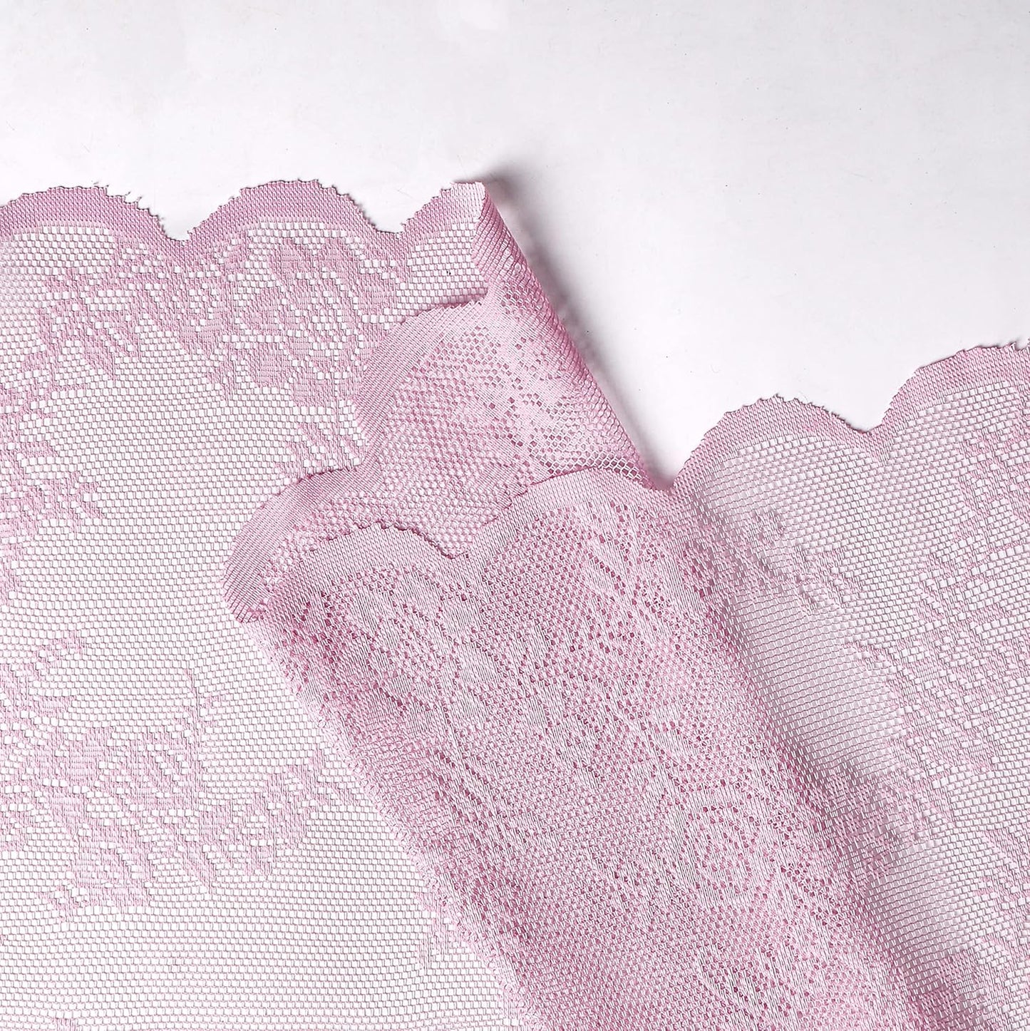Pink Lace Sheer Curtains for Bedroom 55 x 54 Inch Farmhouse French Floral Rose Lace Curtain Panels Durable Flower Embeoidered Window Treatment Drapes for Living Room Bedroom Holiday, Set of 2