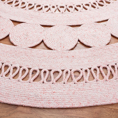 SAFAVIEH Cape Cod Collection 4' Round Pink CAP222U Handmade Braided Area Rug