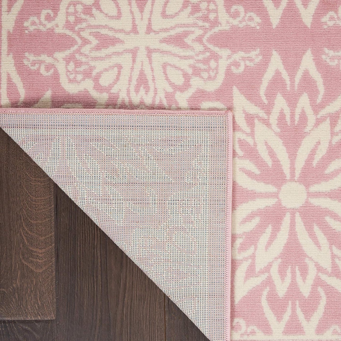 Nourison Home Jubilant Floral Ivory/Pink 4' x 6' Area-Rug, Easy-Cleaning, Non Shedding, Bed Room, Living Room, Dining Room, Kitchen (4x6)