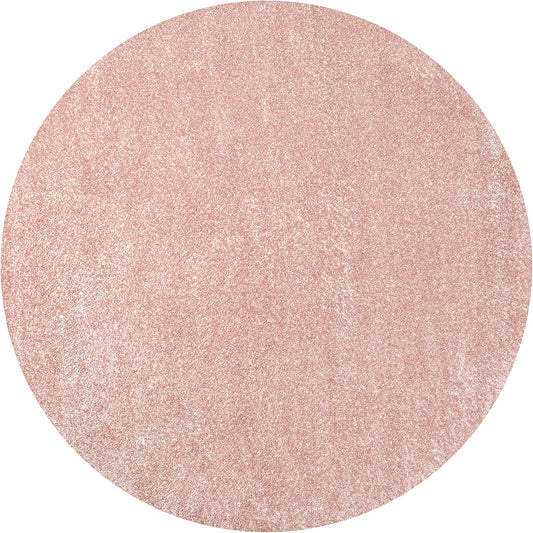 Eyely UES100P-4R Supersoft Haze Solid Low-Pile Indoor Area Rug, Coastal, Bohemian, Minimalist, Classic, Casual for Bedroom,Kitchen,Living Room,Non Shedding,Easy-Washing, Pink, 4' Round