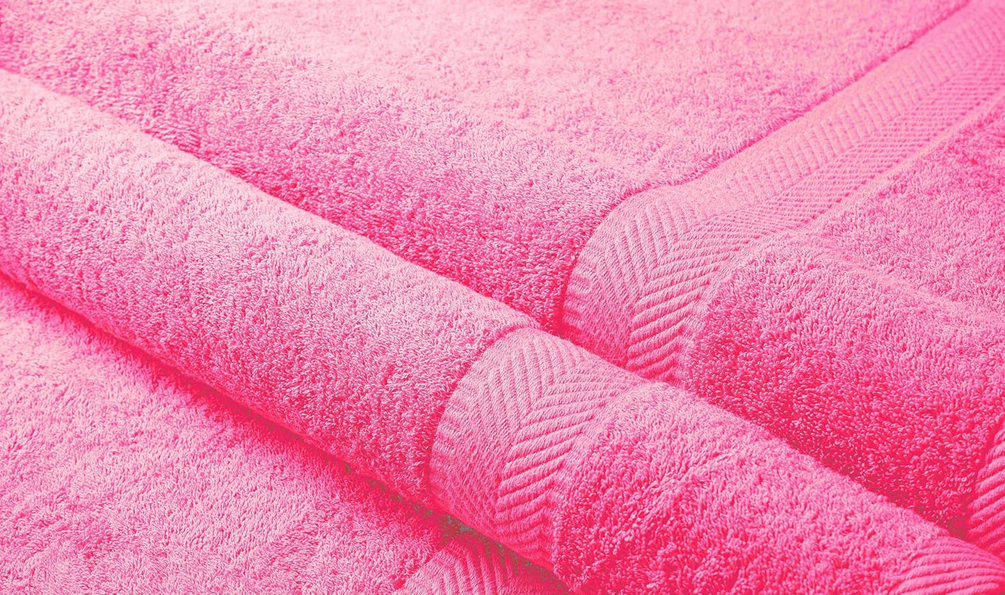 BY LORA 540 GSM Bath Towel Set of 4, 27 x 54 in 100% Ring-Spun Cotton Terry, Mid-Weight Plush Hotel Quality Bath Towels, Pink