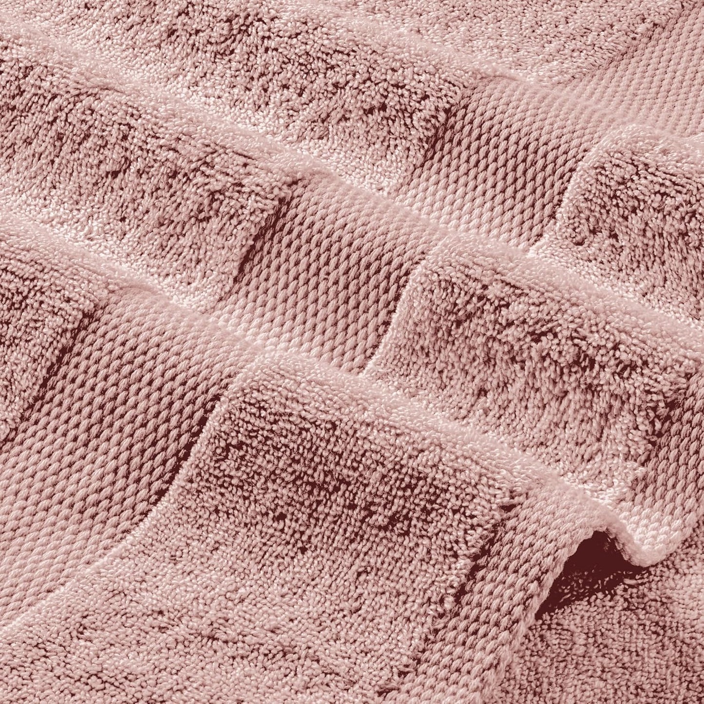 White Classic Pink Bath Towel Set of 6-100% Cotton Highly Absorbent Towels for Bathroom, 2 Luxury Bath Towels 650GSM, 2 Hand Towels, 2 Washcloths
