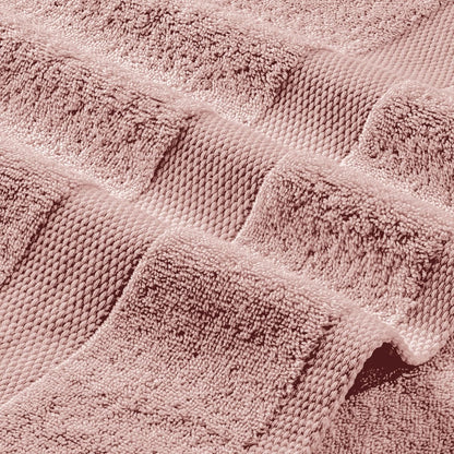 White Classic Pink Bath Towel Set of 6-100% Cotton Highly Absorbent Towels for Bathroom, 2 Luxury Bath Towels 650GSM, 2 Hand Towels, 2 Washcloths