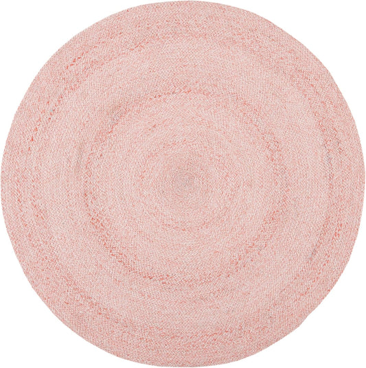 SAFAVIEH Cape Cod Collection Area Rug - 4' Round, Pink, Handmade Braided, Ideal for High Traffic Areas in Living Room, Bedroom (CAP224U)