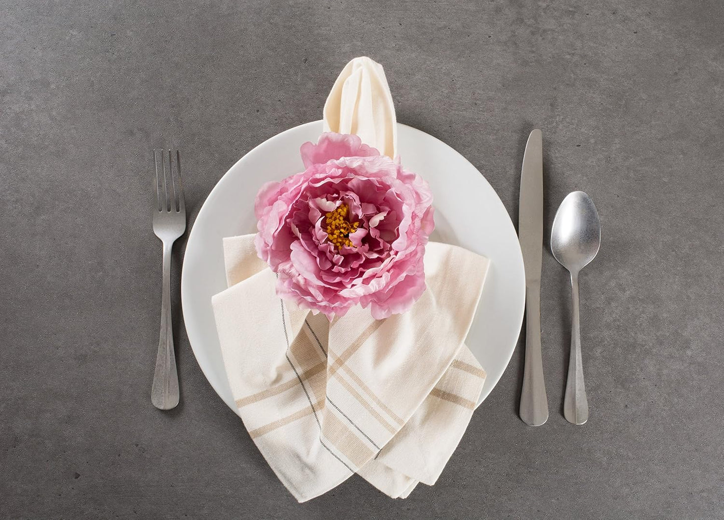DII Beautiful Peony Flower Napkin Rings Pink, 4 Piece