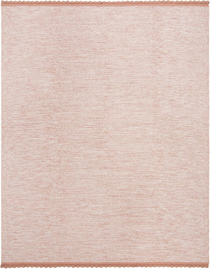 SAFAVIEH Area Rug 8x10 - Montauk Collection - Large - Peach, Handmade Cotton, Ideal for Living Room, Bedroom, Office, Dining Space (MTK615O)