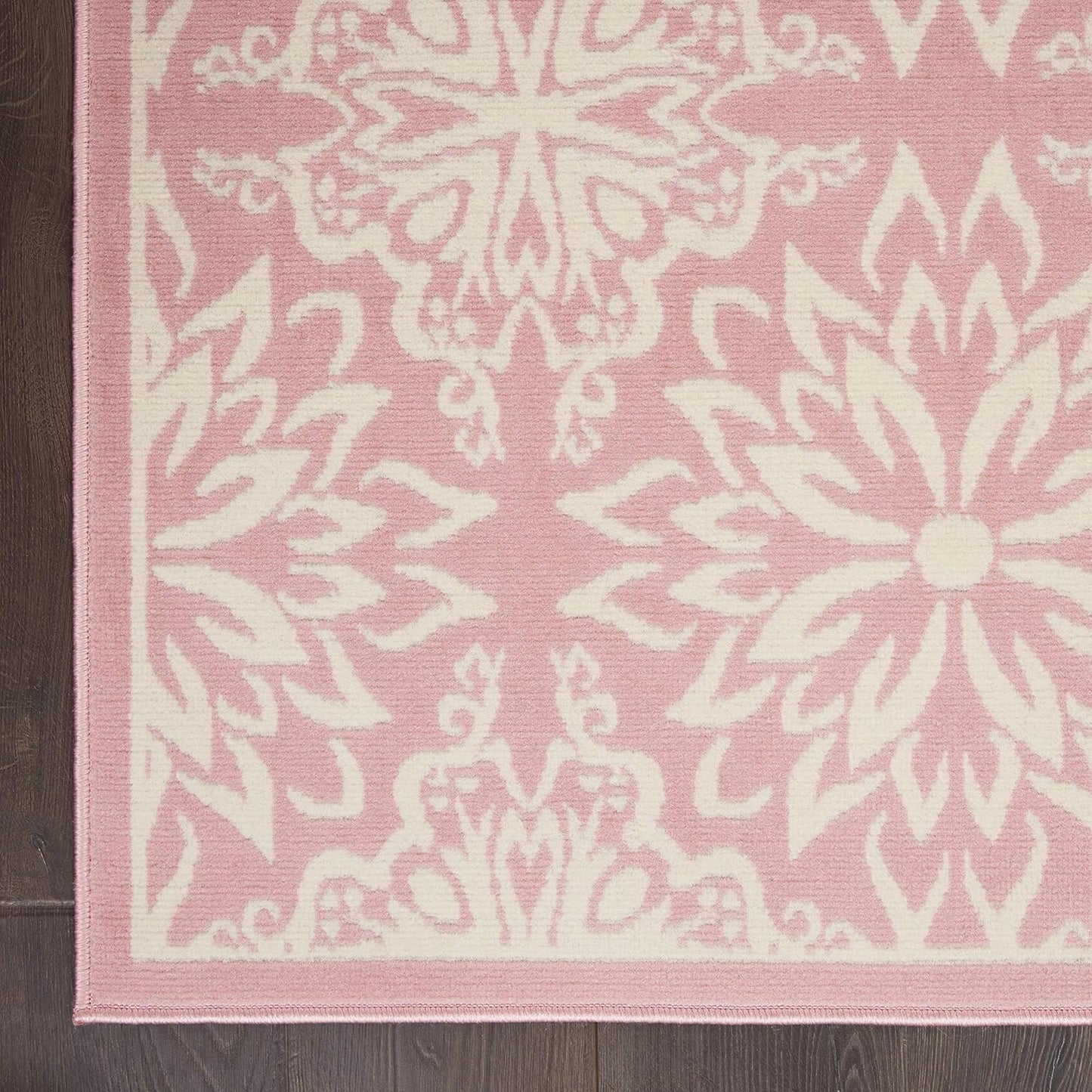 Nourison Home Jubilant Floral Ivory/Pink 4' x 6' Area-Rug, Easy-Cleaning, Non Shedding, Bed Room, Living Room, Dining Room, Kitchen (4x6)