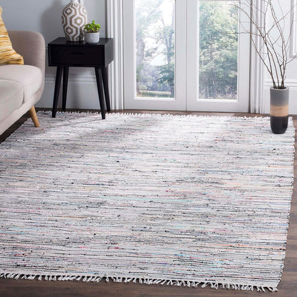 SAFAVIEH Rag Rug Collection Accent Rug - 2' x 3', Light Pink & Multi, Handmade Boho Stripe Cotton, Ideal for High Traffic Areas in Entryway, Living Room, Bedroom (RAR125E)