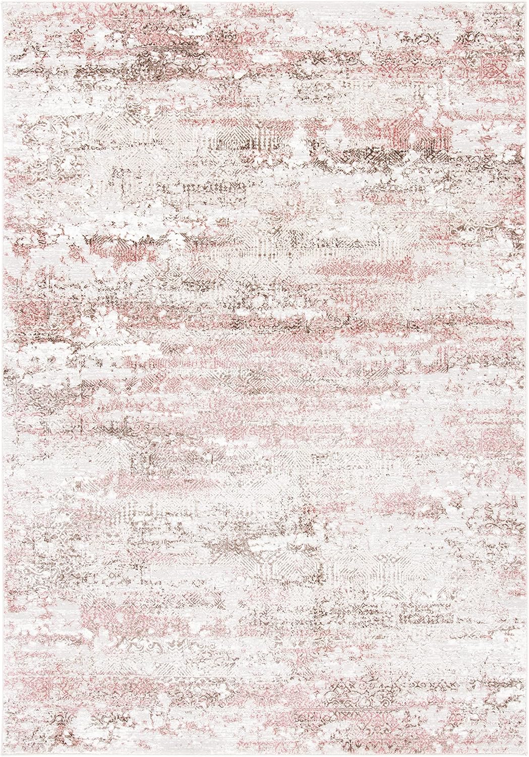 SAFAVIEH Meadow Collection Area Rug - 5'3" x 7'6", Beige & Pink, Modern Abstract Design, Non-Shedding & Easy Care, Ideal for High Traffic Areas in Living Room, Bedroom (MDW585B)