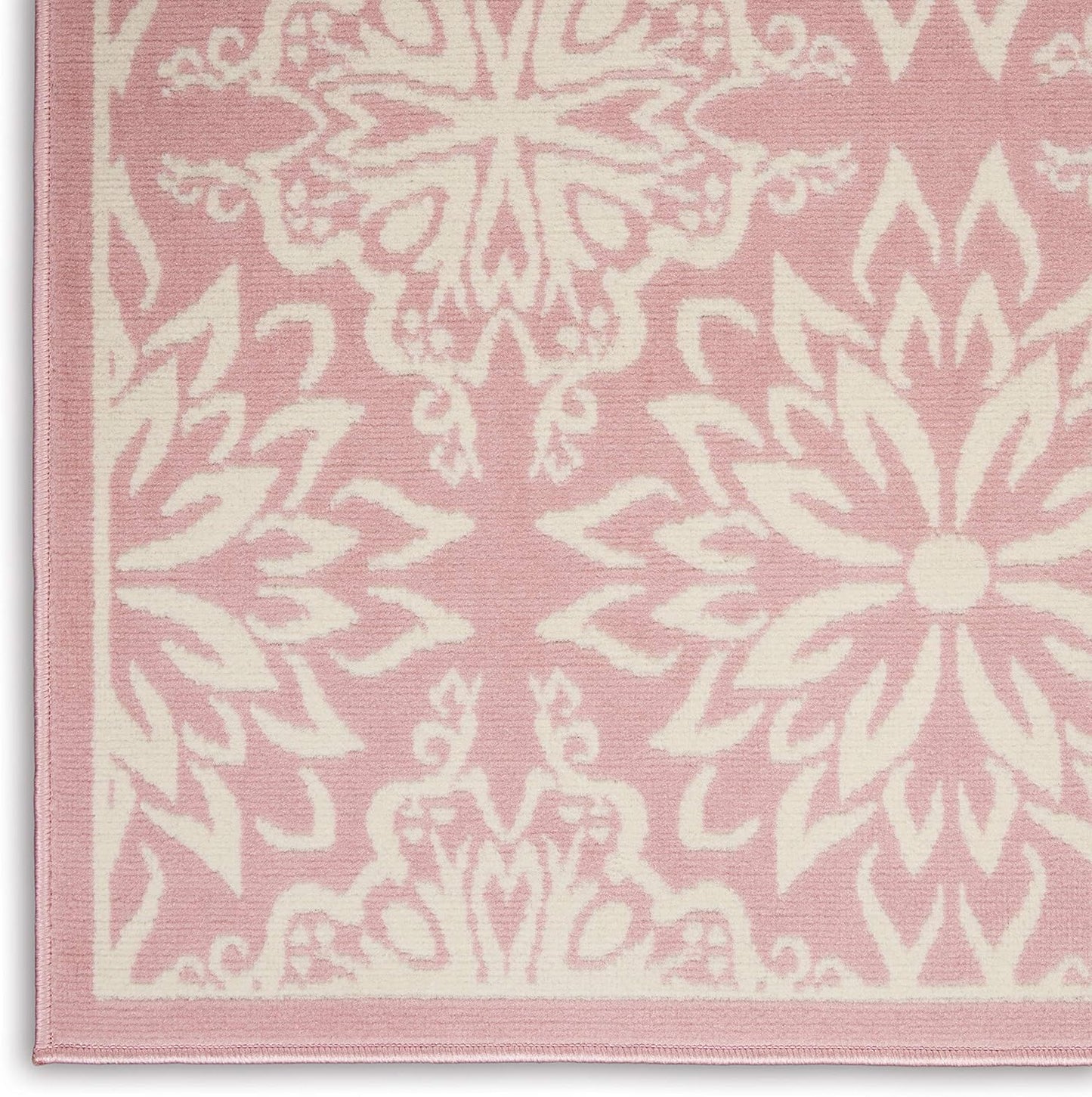 Nourison Home Jubilant Floral Ivory/Pink 4' x 6' Area-Rug, Easy-Cleaning, Non Shedding, Bed Room, Living Room, Dining Room, Kitchen (4x6)
