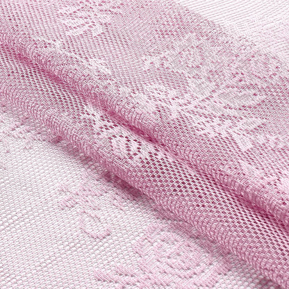 Pink Lace Sheer Curtains for Bedroom 55 x 54 Inch Farmhouse French Floral Rose Lace Curtain Panels Durable Flower Embeoidered Window Treatment Drapes for Living Room Bedroom Holiday, Set of 2