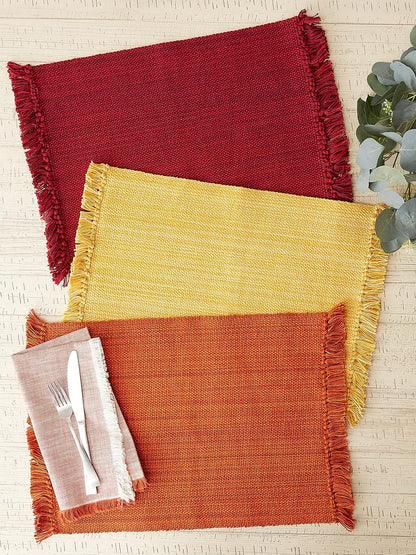 DII Variegated Tabletop Collection, Placemat Set3x19, Apricot, 6 Piece
