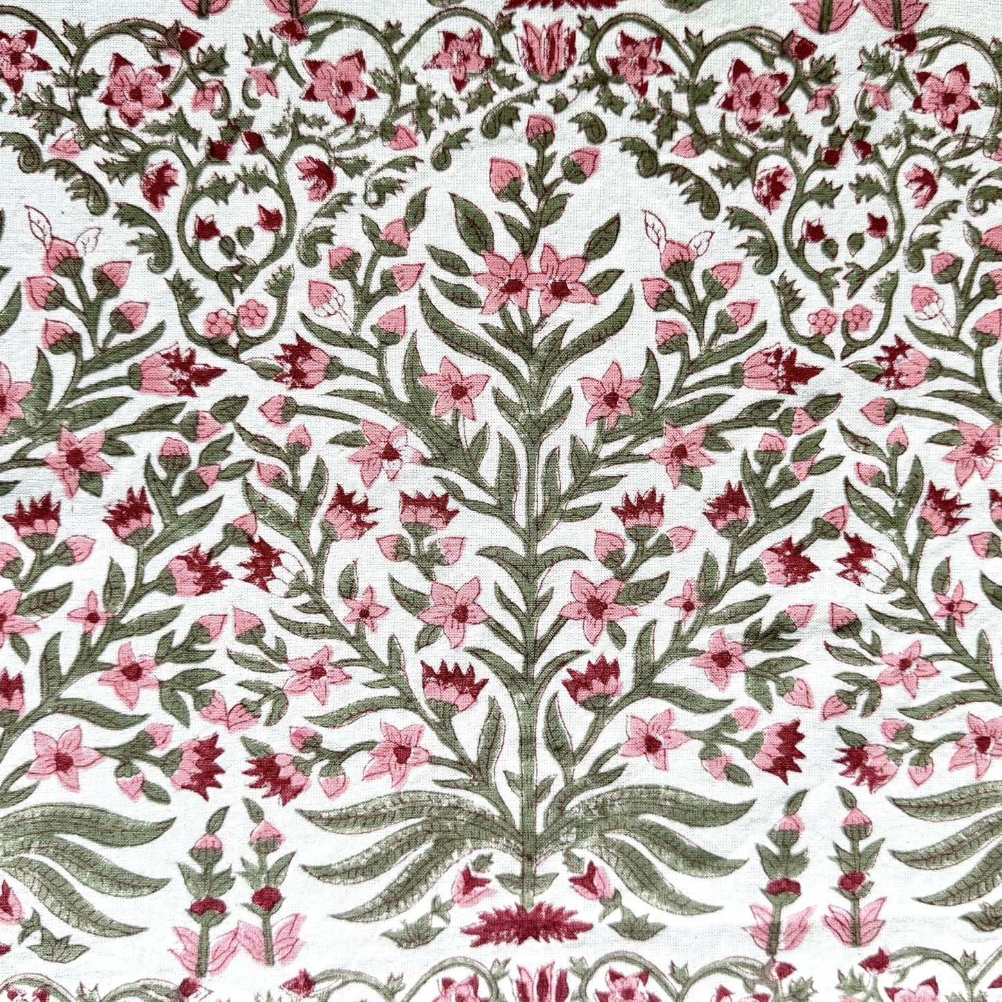 ATOSII Nargis Pink 100% Cotton Round Block Print Summer Tablecloth, Floral Table Cloth Linen for Dining Parties Weddings Outdoors Holidays I 60" Inches Round, 4 Seater I Grandmillennial Farmhouse Boho