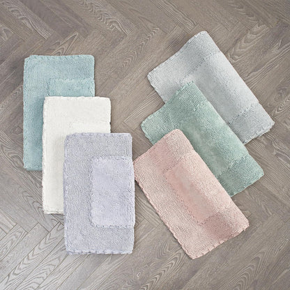 Laura Ashley Ruffle Border 100% Cotton Bath Rug Set, Blush Pink, 17" x 24"/ 20" x 32"