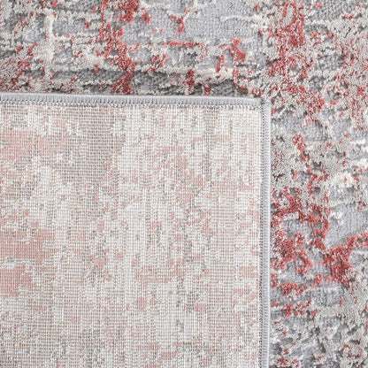 SAFAVIEH Meadow Collection Area Rug - 3' Round, Grey & Pink, Modern Abstract Design, Non-Shedding & Easy Care, Ideal for High Traffic Areas in Living Room, Bedroom (MDW583H)