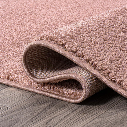 Eyely UES100P-4R Supersoft Haze Solid Low-Pile Indoor Area Rug, Coastal, Bohemian, Minimalist, Classic, Casual for Bedroom,Kitchen,Living Room,Non Shedding,Easy-Washing, Pink, 4' Round