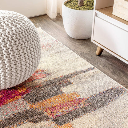JONATHAN Y Modern Abstract Brushstroke Ivory/Pink Indoor Area Rug, 3x5, Contemporary POP, Transitional, Easy-Cleaning for Living Room, Bedroom, Kitchen, Pet Friendly, Non-Shedding (CTP101A-3)