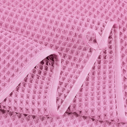 POLYTE 430 GSM Microfiber Quick Dry Lint Free Oversize Bath Towel Set, 6 Piece (Waffle Weave)