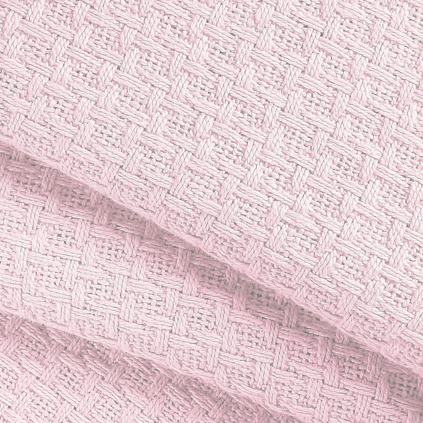 Belizzi Home 100% Cotton Bed Blanket, Breathable Bed Blanket Full Queen Size, Cotton Thermal Blankets Full Queen, Perfect for Layering Any Bed for All Season, Baby Pink
