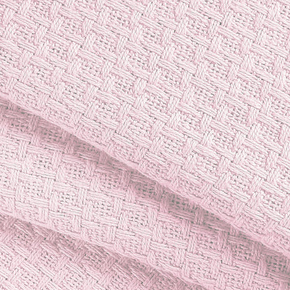 Belizzi Home 100% Cotton Bed Blanket, Breathable Bed Blanket Full Queen Size, Cotton Thermal Blankets Full Queen, Perfect for Layering Any Bed for All Season, Baby Pink