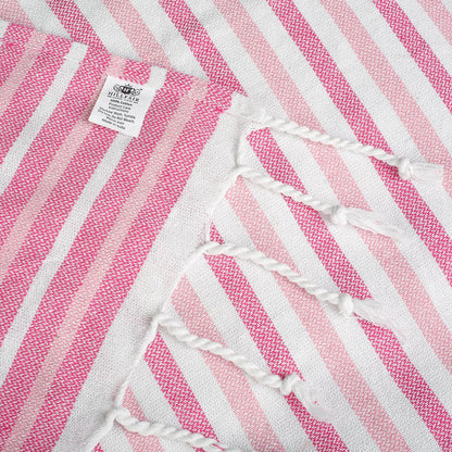 HILLFAIR Cotton Turkish Beach Towels, Quick Dry Lightweight Sand Free Peshtemal Towel for Bath Swim Yoga Spa Travel, Beach Accessories, Oversized Cotton Turkish Towels (39 x 72 inch- 4 Pack Pink)