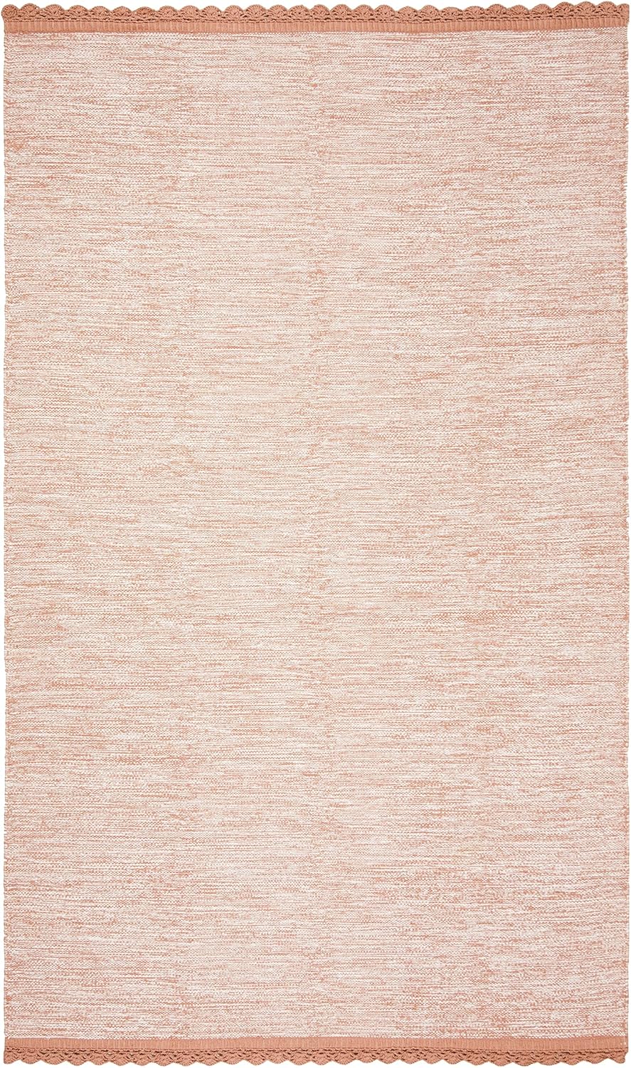 SAFAVIEH Montauk Collection Area Rug - 5' x 8', Peach, Handmade Cotton, Ideal for High Traffic Areas in Living Room, Bedroom (MTK615O)