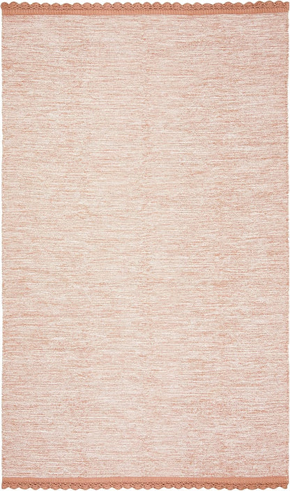 SAFAVIEH Montauk Collection Area Rug - 5' x 8', Peach, Handmade Cotton, Ideal for High Traffic Areas in Living Room, Bedroom (MTK615O)