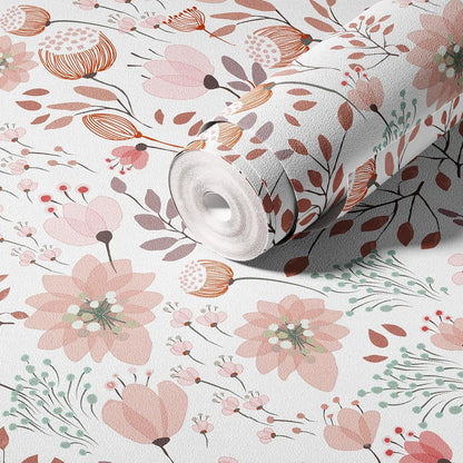 Peel and Stick Boho Pink Floral Peel Stick Wallpaper Contact Paper Removable Self Adhesive Wallpaper for Walls Bedroom Home Decoration Vinyl Rolls 17.7''x118.1''