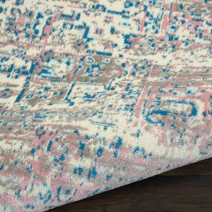 Nourison Home Grafix Ivory Pink 7' x 10' Area Rug - Easy Clean, Non Shedding, Bed Room, Living Room, Dining Room, Kitchen (7' x 10')