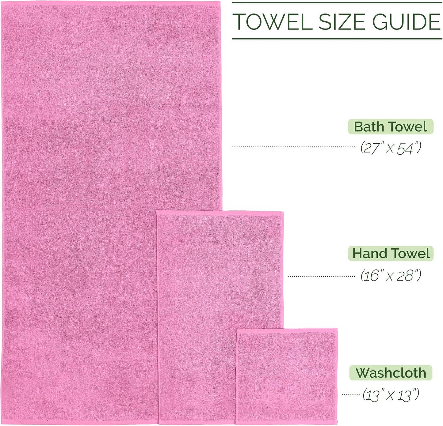 Elegant Comfort Luxury 6-Piece Towel Set, Premium Soft 100% Turkish Cotton, Three Line Popcorn Design 2 Bath Towels, 2 Hand Towels and 2 Washcloths Towel Set - Quick-Drying and Absorbent, Light Pink