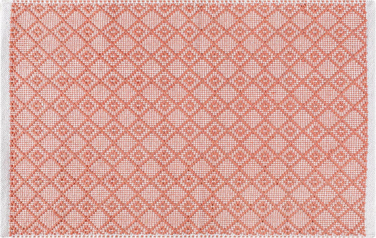 Cotton Diamond Woven Area Rug 2x3 Feet - Dusty Pink, Non Slip Soft Decorative Farmhouse Décor Floor Rugs Ideal for Entryway, Kitchen, Patio | Peach Sturdy Accent Balcont Throw Door Mat for Washable