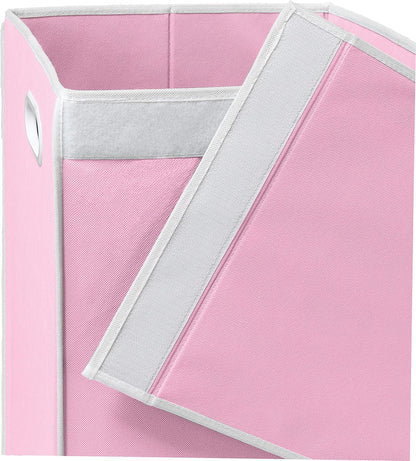 Simple Houseware Foldable Laundry Hamper Basket with Lid, Pink