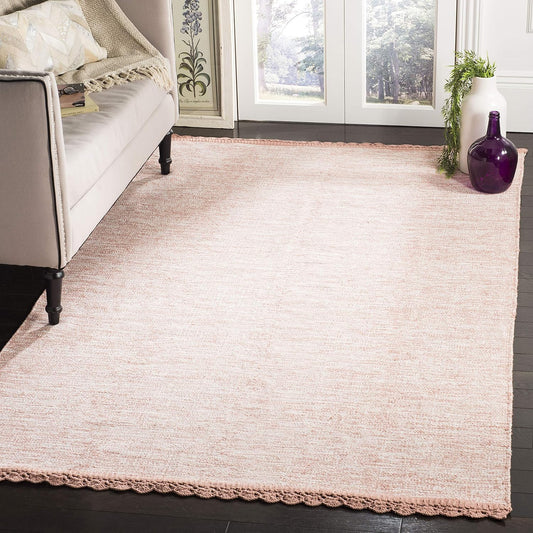 SAFAVIEH Montauk Collection Area Rug - 5' x 8', Peach, Handmade Cotton, Ideal for High Traffic Areas in Living Room, Bedroom (MTK615O)