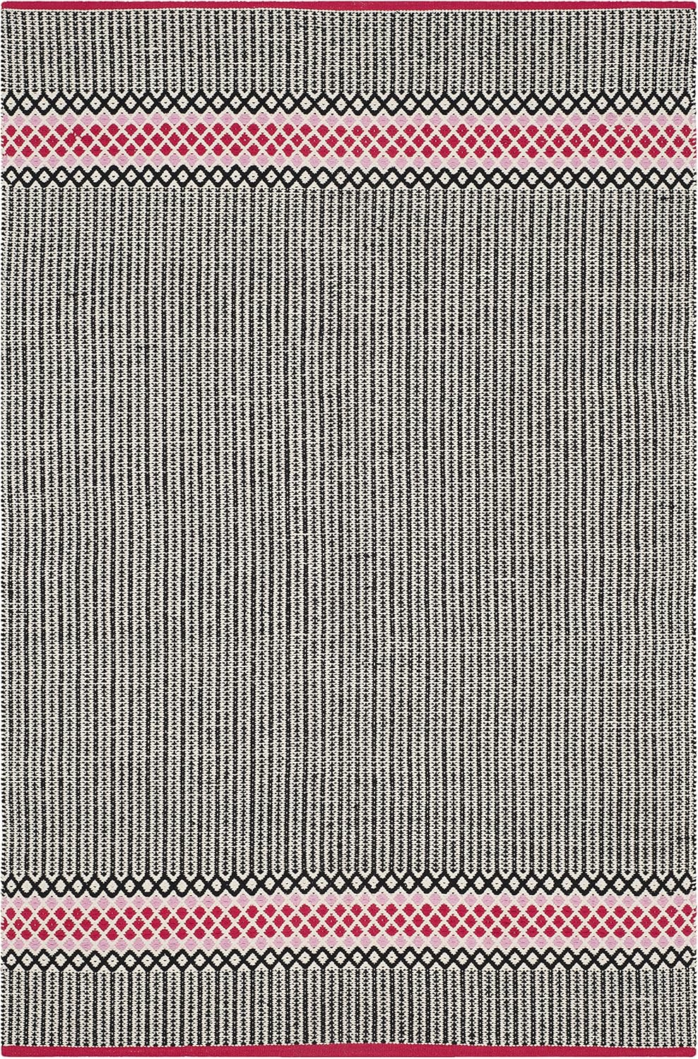 SAFAVIEH Montauk Collection Accent Rug - 4' x 6', Light Pink & Multi, Handmade Cotton, Ideal for High Traffic Areas in Entryway, Living Room, Bedroom (MTK820P)