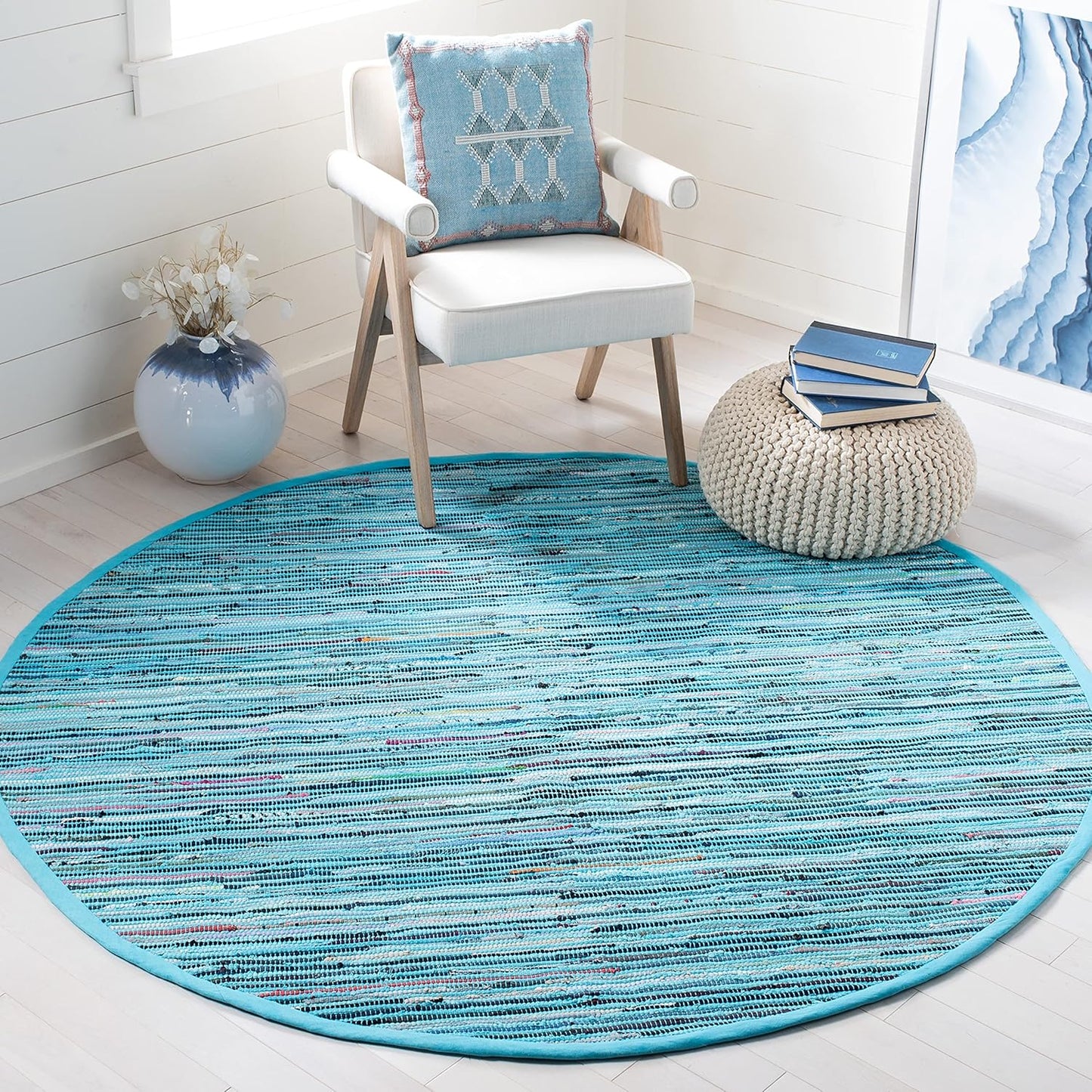 SAFAVIEH Rag Rug Collection Accent Rug - 2' x 3', Light Pink & Multi, Handmade Boho Stripe Cotton, Ideal for High Traffic Areas in Entryway, Living Room, Bedroom (RAR125E)