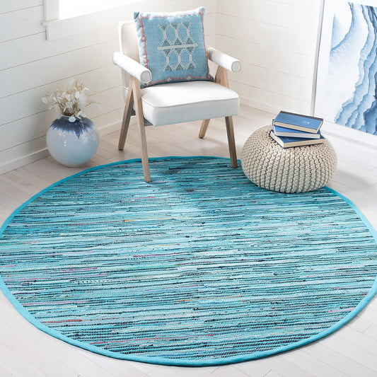 SAFAVIEH Rag Rug Collection Accent Rug - 2' x 3', Light Pink & Multi, Handmade Boho Stripe Cotton, Ideal for High Traffic Areas in Entryway, Living Room, Bedroom (RAR125E)