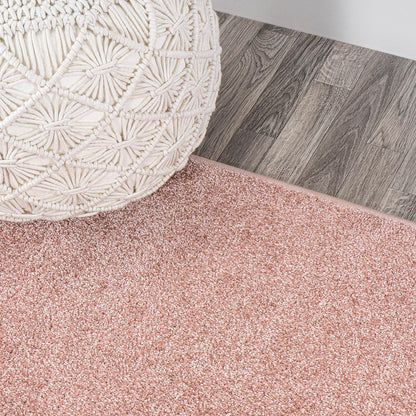 Eyely UES100P-4R Supersoft Haze Solid Low-Pile Indoor Area Rug, Coastal, Bohemian, Minimalist, Classic, Casual for Bedroom,Kitchen,Living Room,Non Shedding,Easy-Washing, Pink, 4' Round