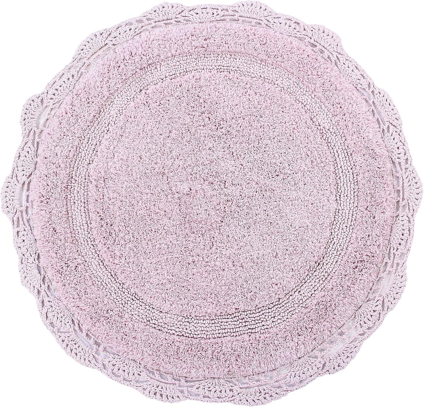 Crochet Collection - Designer, Plush 100% Cotton Round, Oval Bath Area Rug (28 inches, Pink)