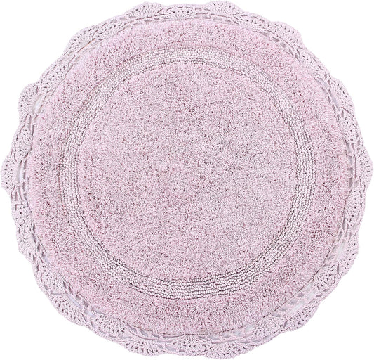 Crochet Collection - Designer, Plush 100% Cotton Round, Oval Bath Area Rug (28 inches, Pink)