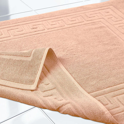 Superior Heavyweight Cotton Bath Mats, Bath Rugs For Bathroom Accessories, Washable Rug For Shower, Bath, Toilet, Modern Decor, No Backing, Luxury Hotel And Spa Quality, Set of 2, 22" x 35", Peach
