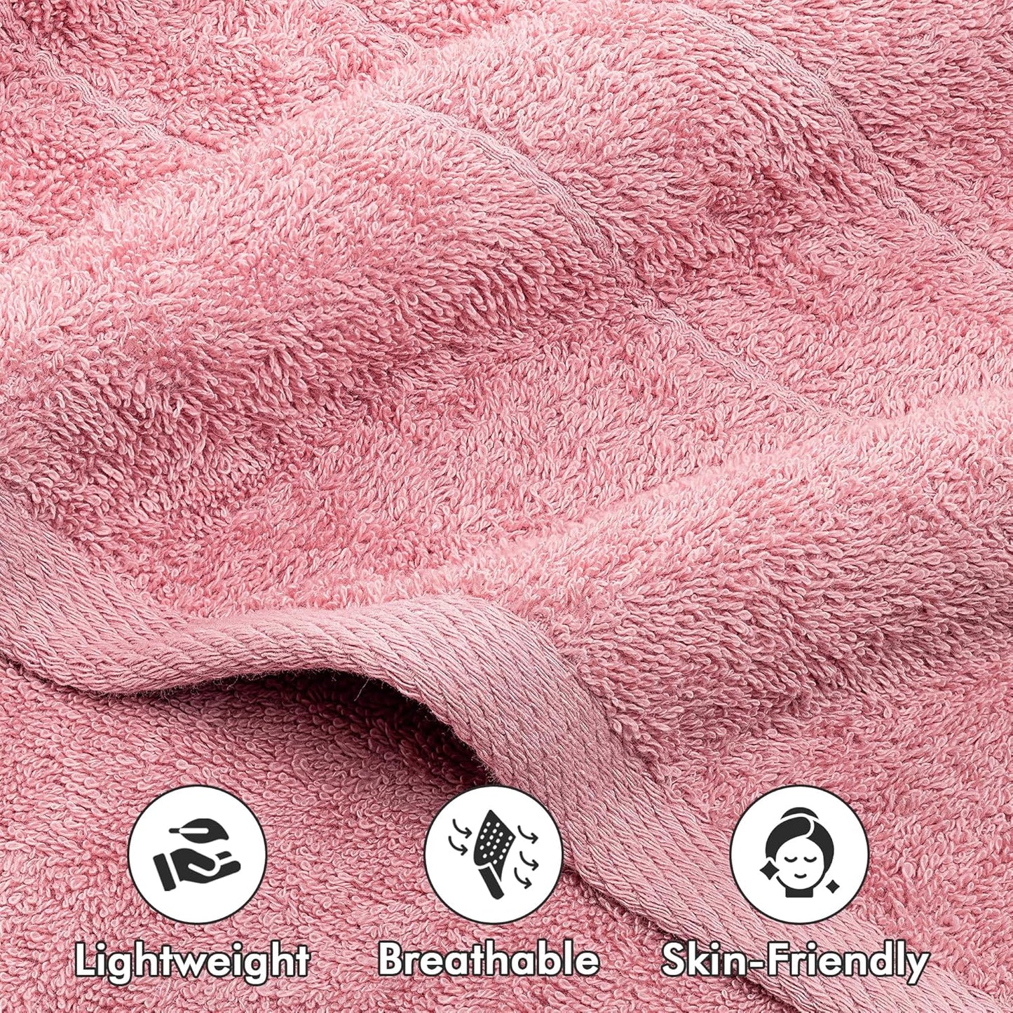 Bath Sheets – Extra Large Bathroom Sheet Set – Pack of 2 Jumbo Towels Baby Pink (71x35in) – 100% Cotton Soft Quick Dry Large Bath Towels for Adults Hotel Spa Bathroom Use